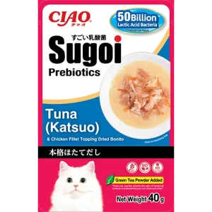 เชา สุโก้ย เพาช์ เนื้อสันในไก่กับปลาทูน่า (คัตสึโอะ) โรยหน้าปลาโอแห้ง พลัส พรีไบโอติกส์