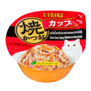 ทูน่าในน้ำเกรวี่หน้าปลาข้าวสารและปลาโอสไลซ์