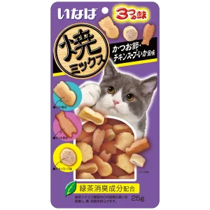 (ซอฟท์ บิต มิกซ์) ปลาทูน่าและเนื้อสันในไก่ผสมปลาโอแห้ง น้ำซุปไก่ รสปลาหมึก